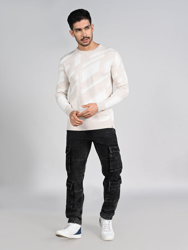 Killer Men Round Neck Khaki Sweaters