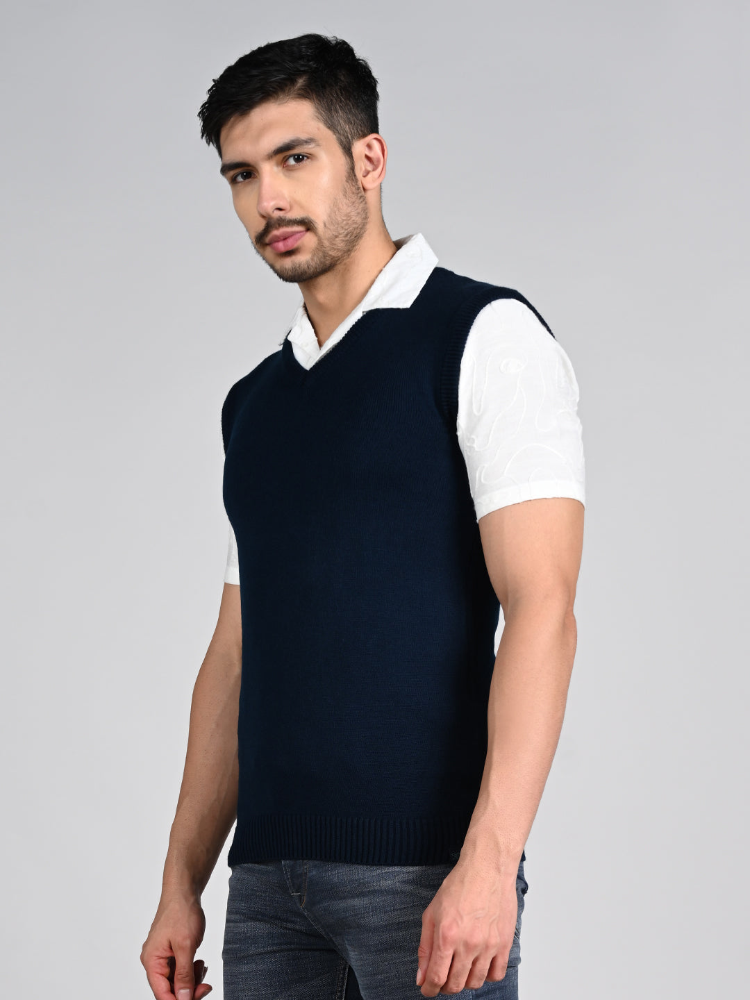 Killer Men V Neck Sleeveless Navy Sweaters
