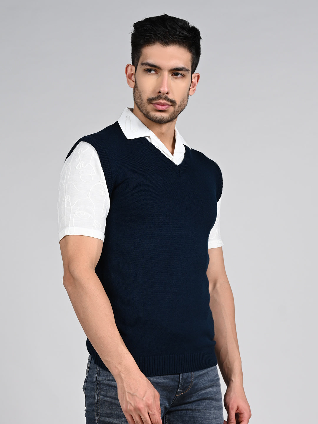 Killer Men V Neck Sleeveless Navy Sweaters