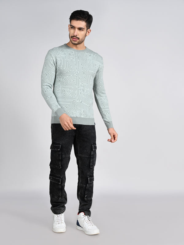 Killer Men Round Neck Green Sweaters
