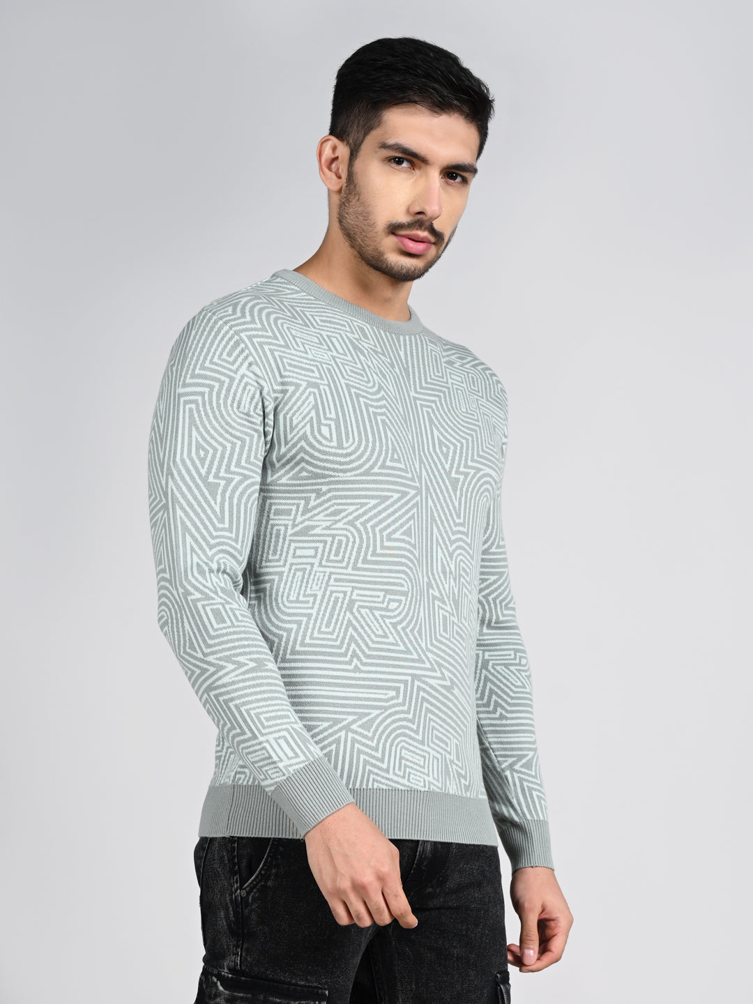 Killer Men Round Neck Green Sweaters