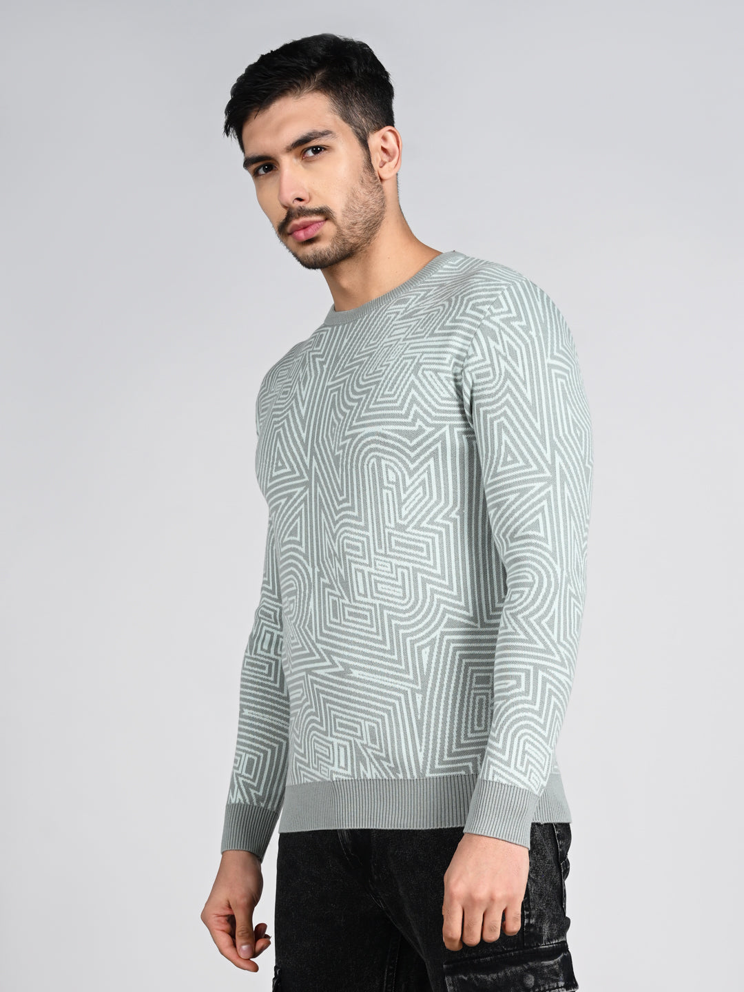 Killer Men Round Neck Green Sweaters