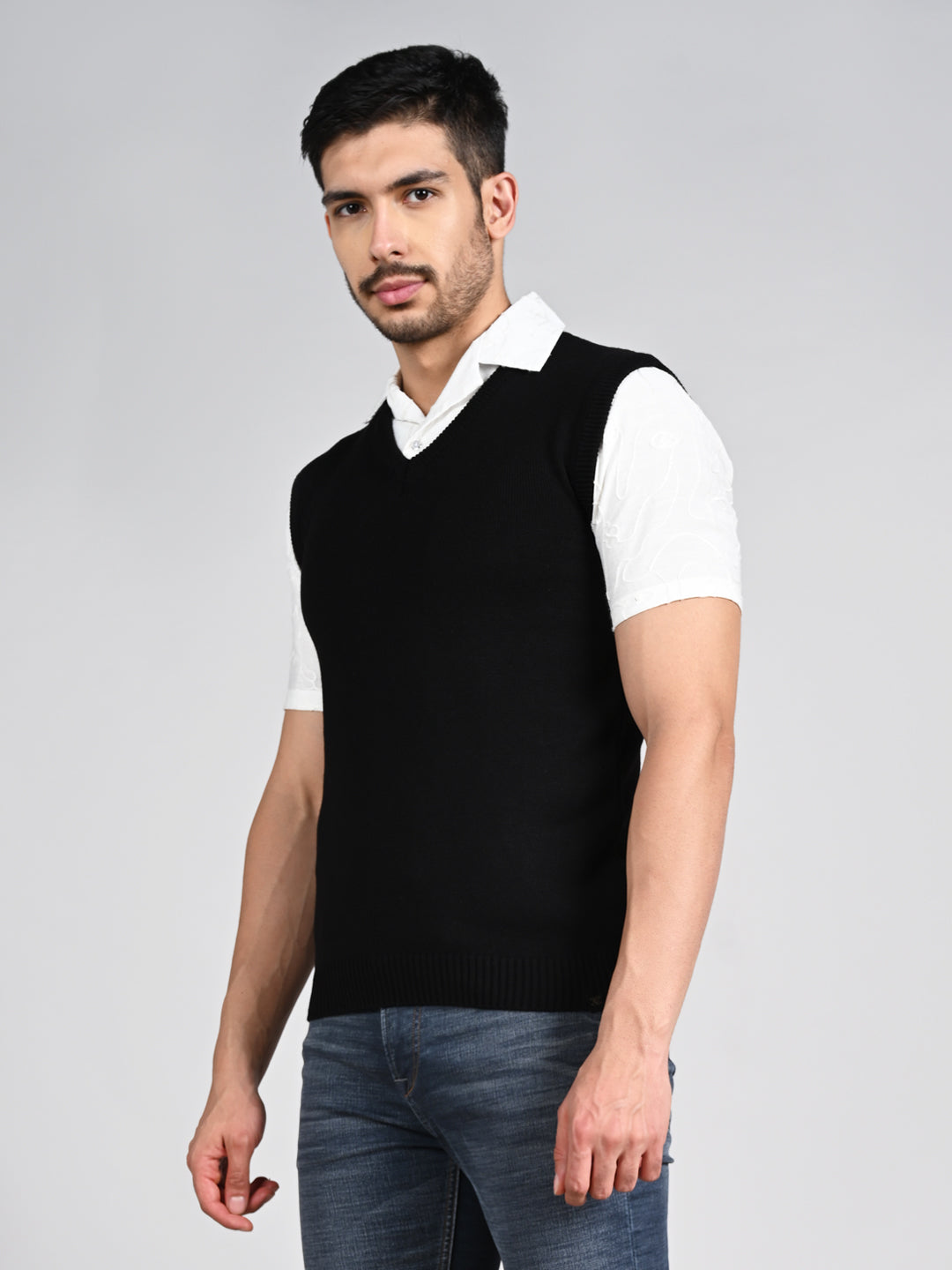 Killer Men V Neck Sleeveless Black Sweaters