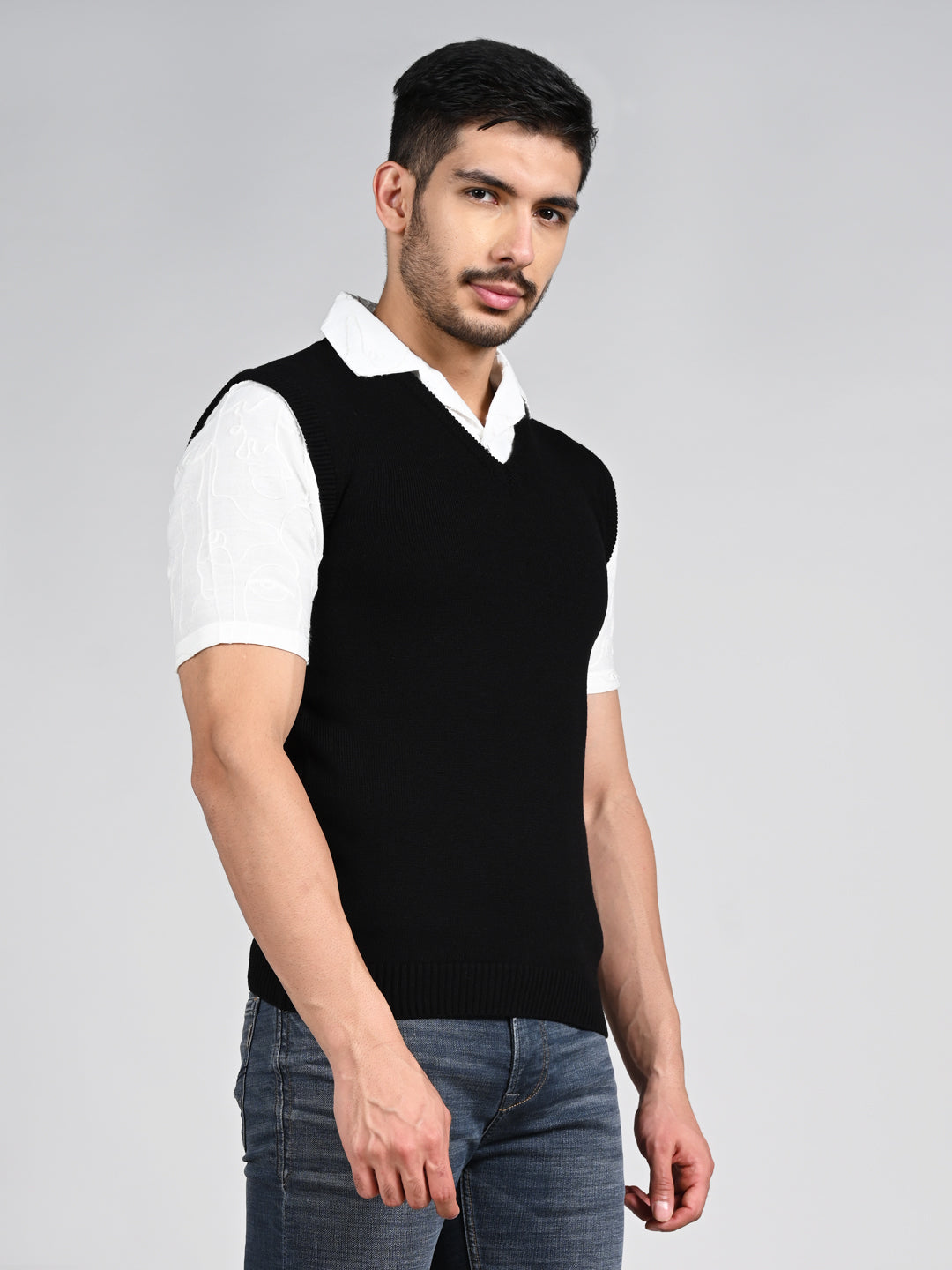 Killer Men V Neck Sleeveless Black Sweaters