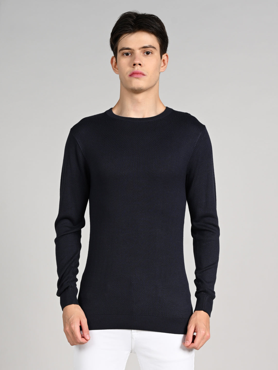 Killer Men Round Neck Blue Sweaters