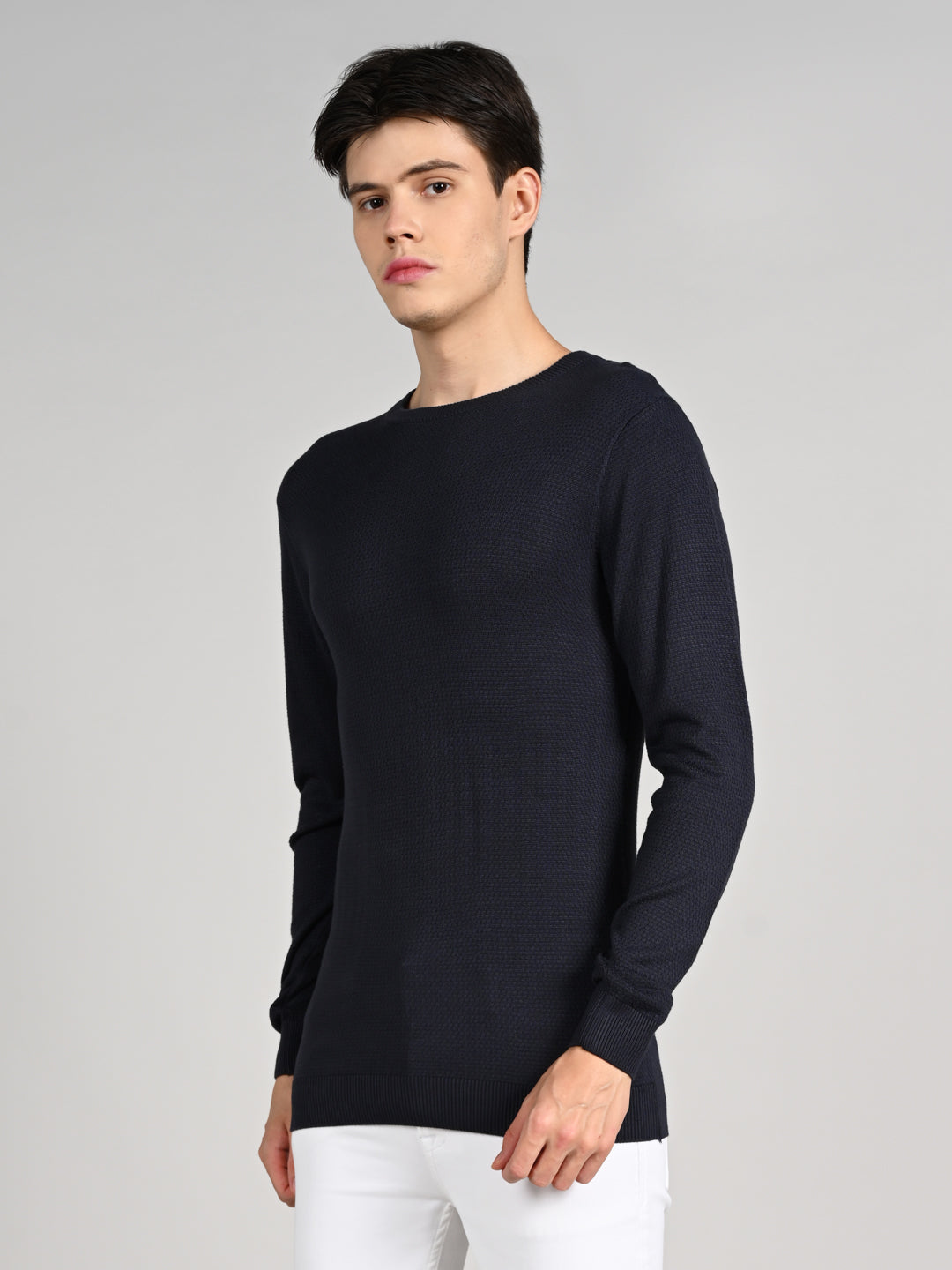 Killer Men Round Neck Blue Sweaters