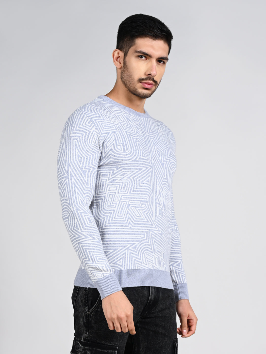 Killer Men Round Neck Grey Sweaters