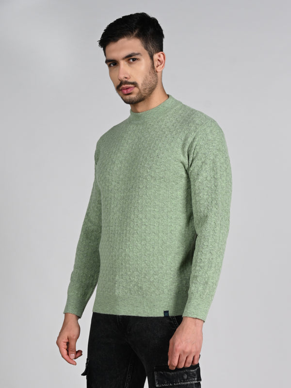 Killer Men High Neck Light Green Sweaters