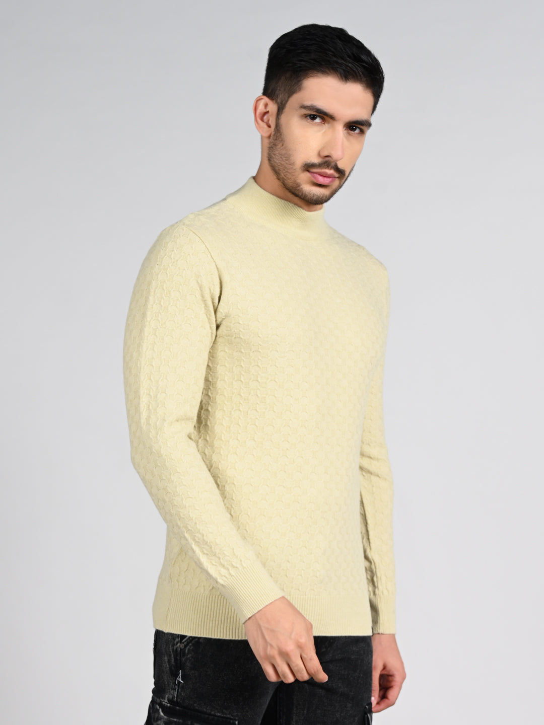 Killer Men High Neck Beige Sweaters