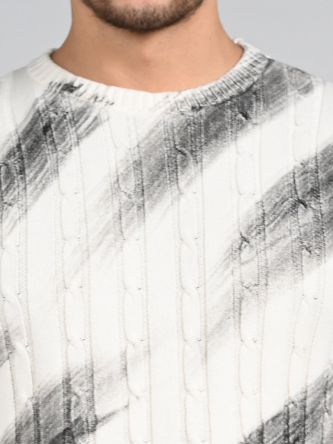 Killer Men Round Neck White Printed Sweaters