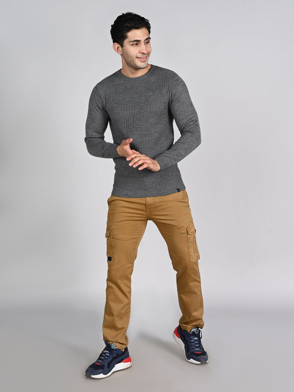 Killer Men Round Neck Grey Sweaters