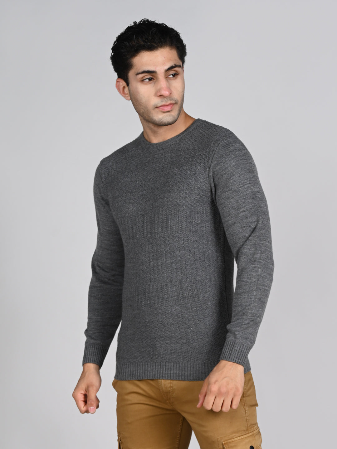 Killer Men Round Neck Grey Sweaters