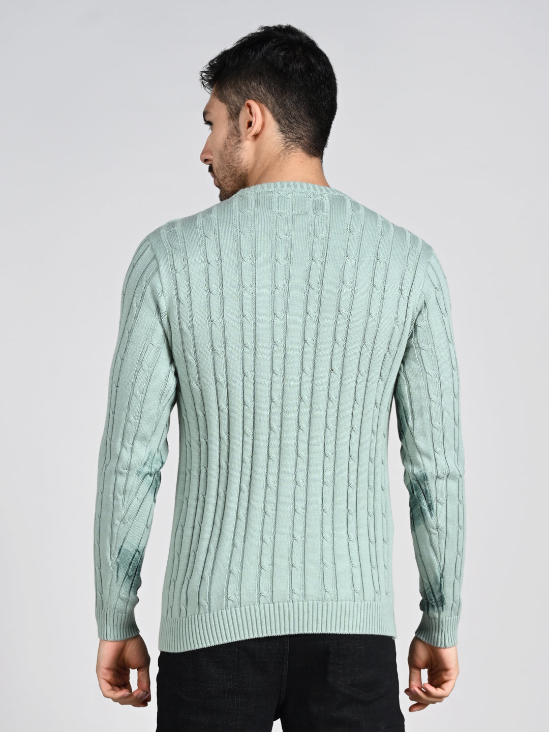 Killer Men Round Neck Green Printed Sweaters