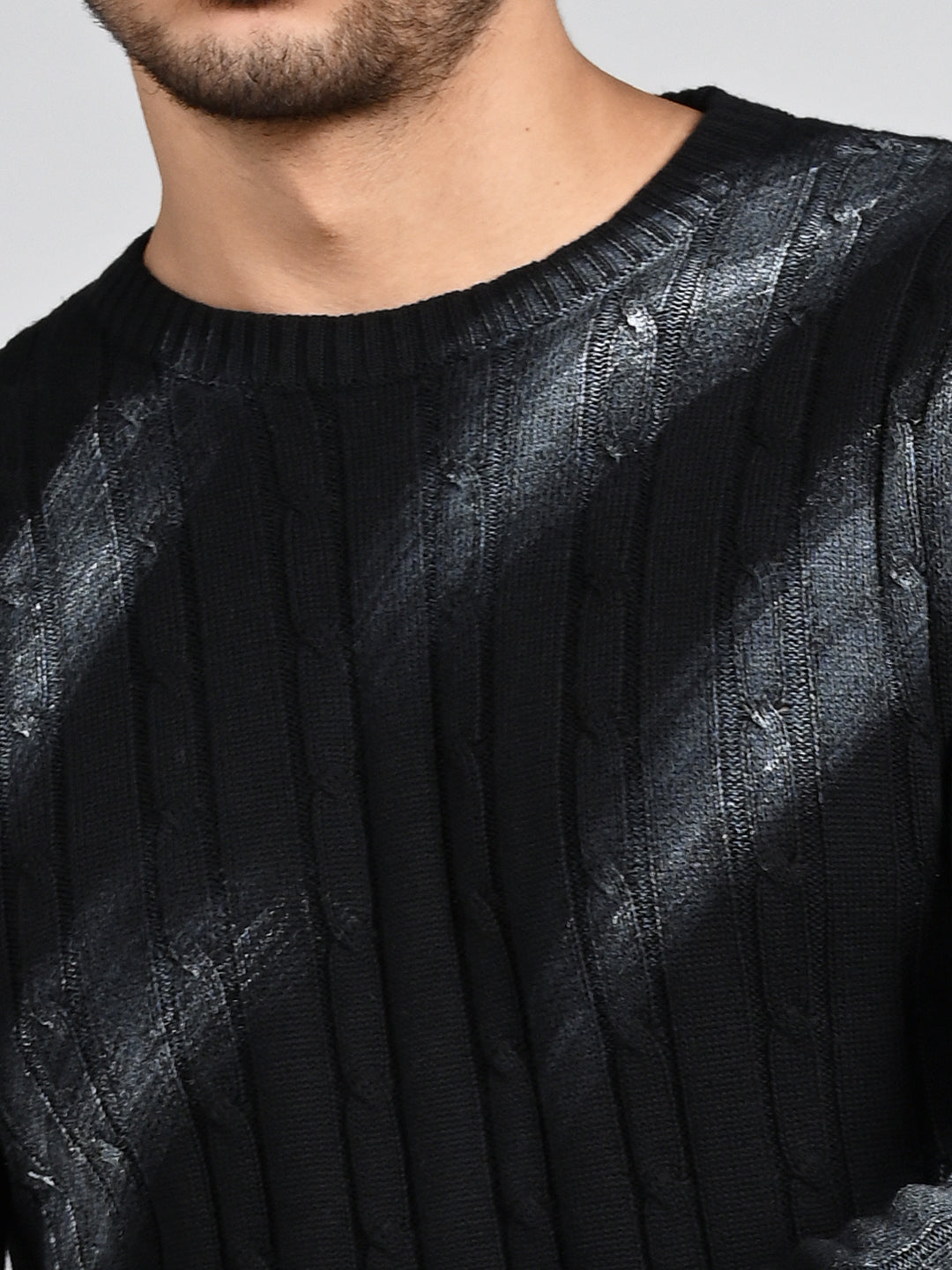 Killer Men Round Neck Balck Printed Sweaters