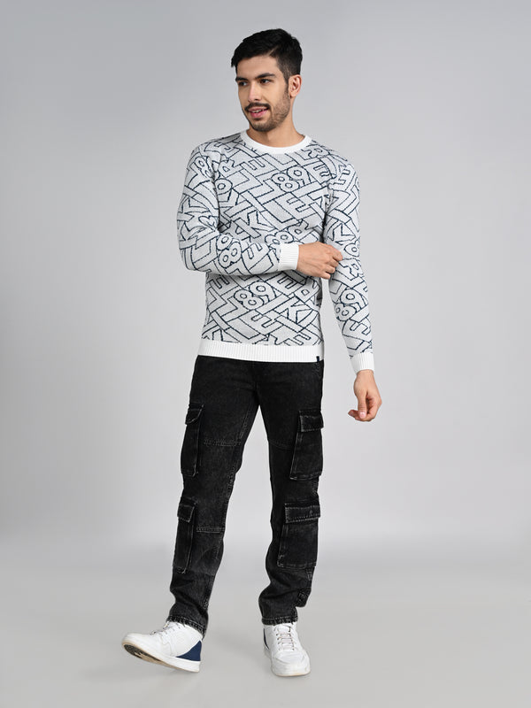 Killer Men Round Neck Off White Sweaters