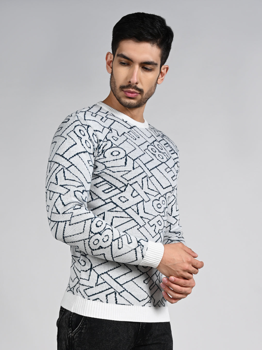 Killer Men Round Neck Off White Sweaters