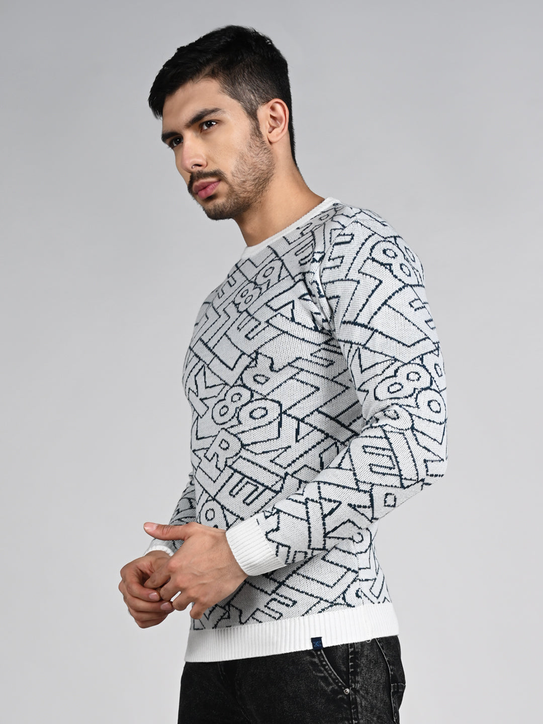 Killer Men Round Neck Off White Sweaters