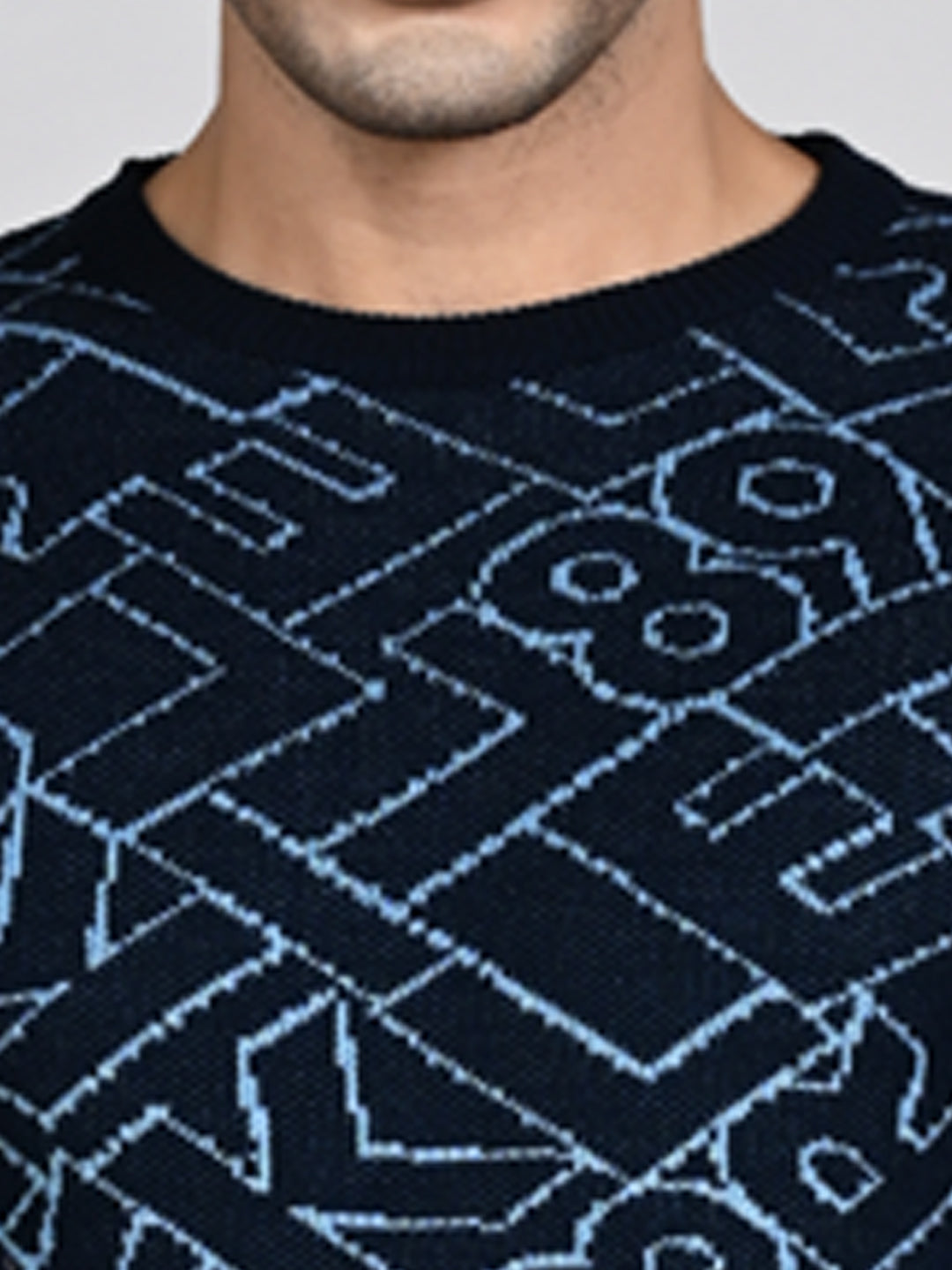 Killer Men Round Neck Navy Sweaters