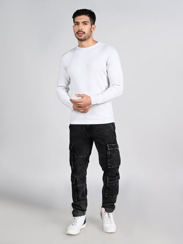 Killer Men Round Neck Light Grey Sweaters