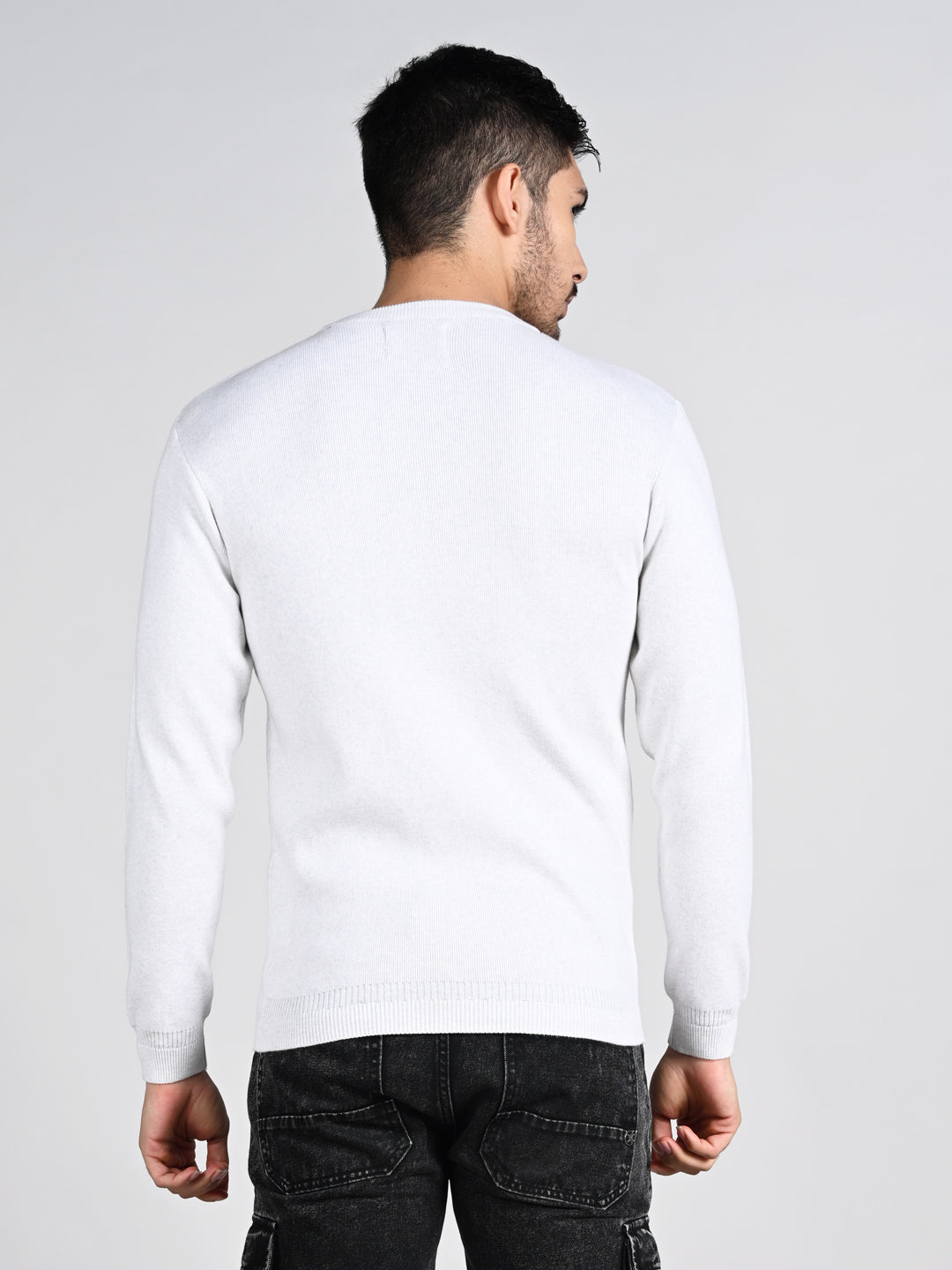 Killer Men Round Neck Light Grey Sweaters