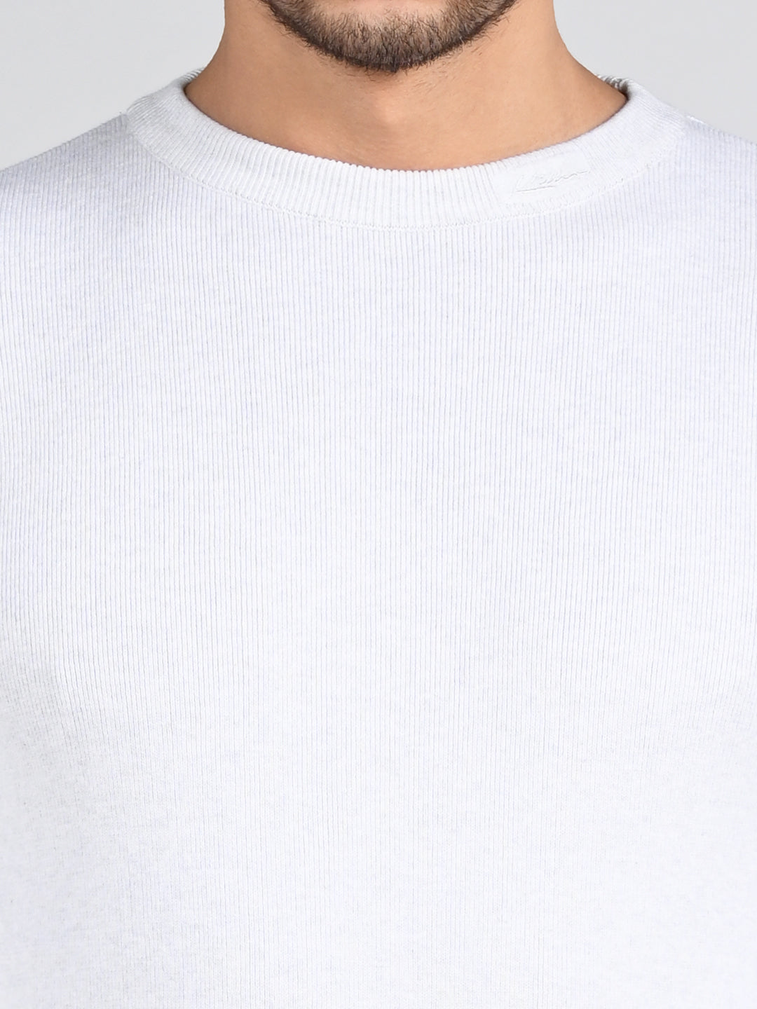 Killer Men Round Neck Light Grey Sweaters