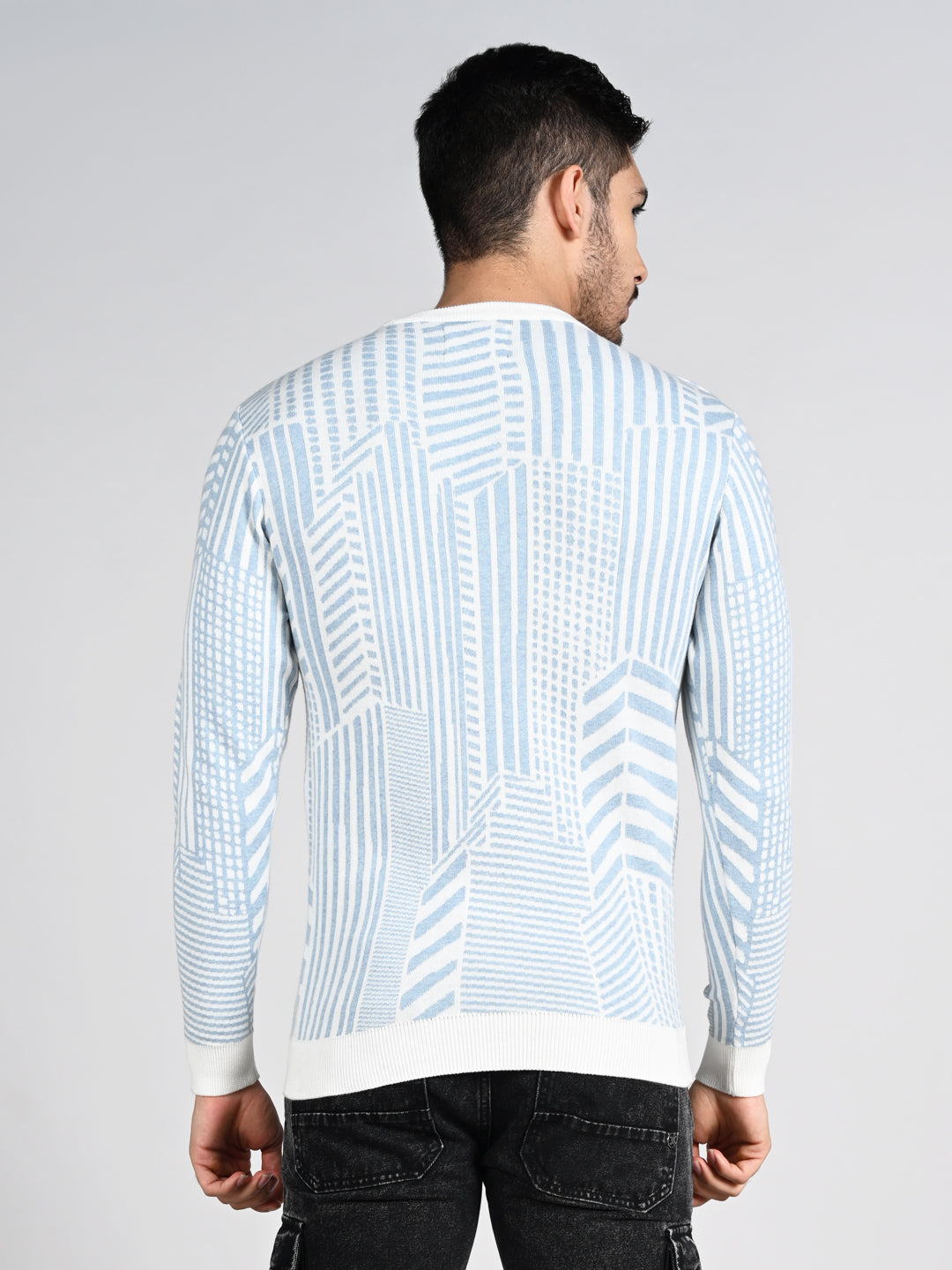 Killer Men Round Neck Light Blue Sweaters