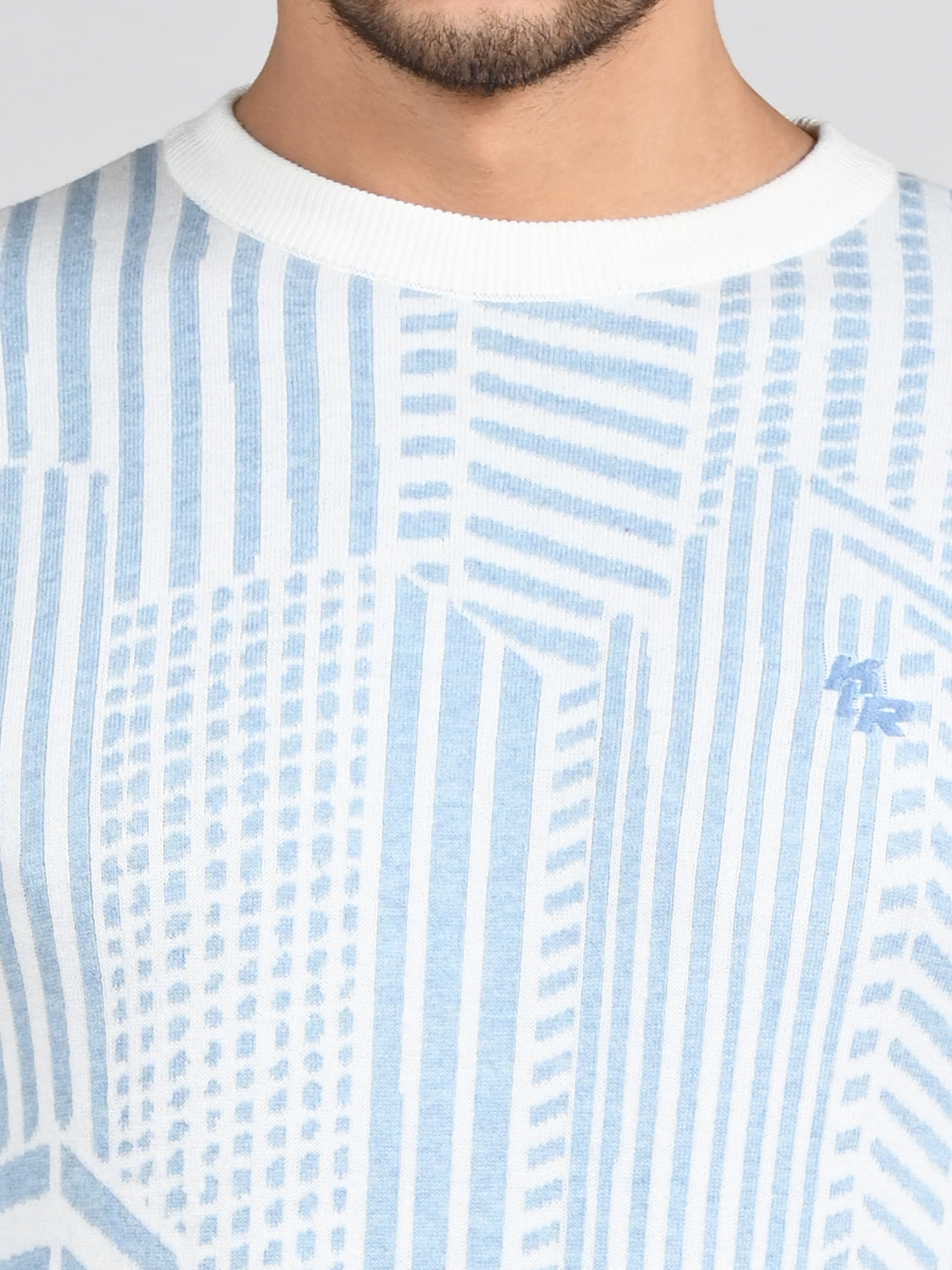 Killer Men Round Neck Light Blue Sweaters