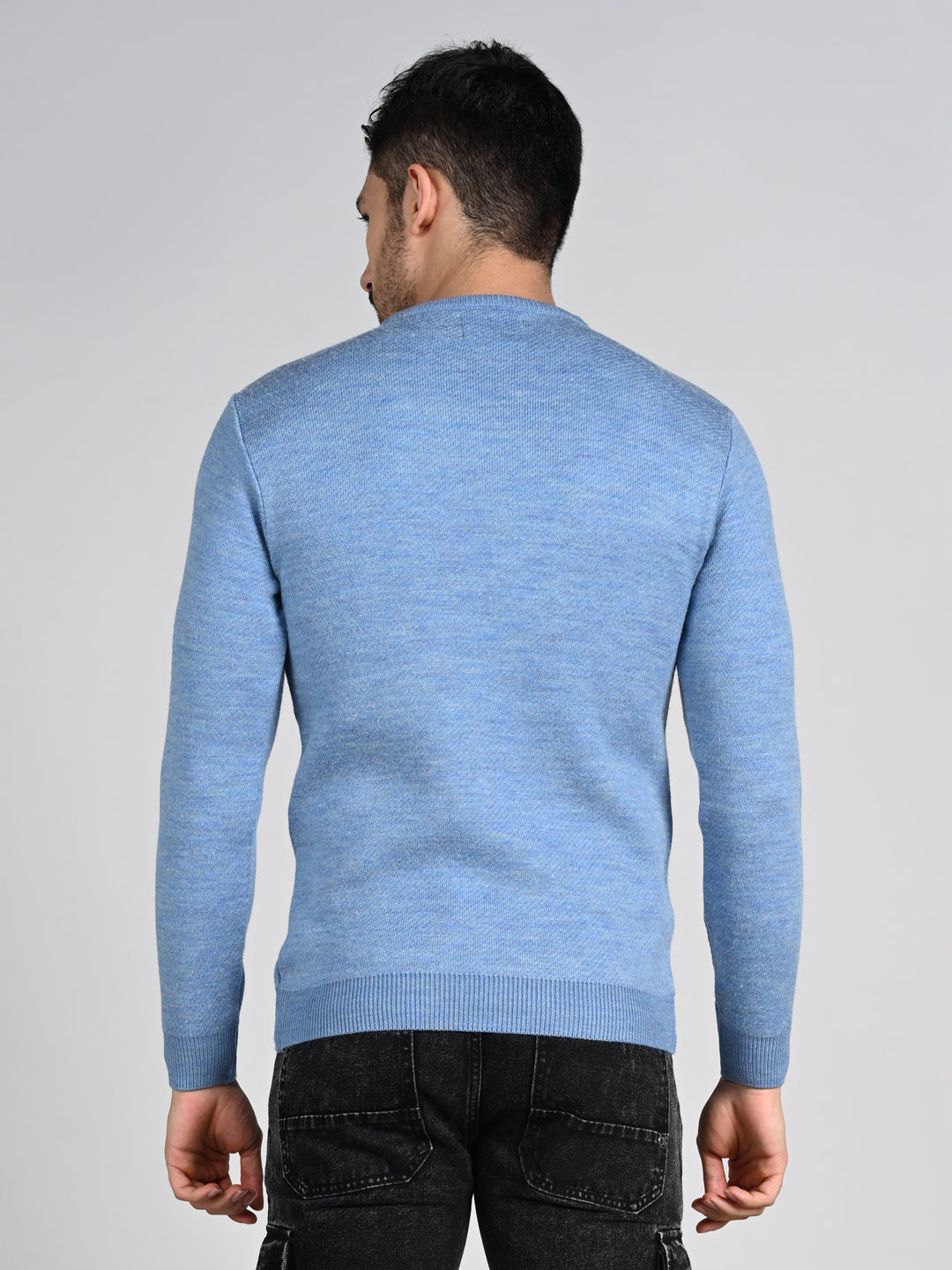 Killer Men Round Neck Light Blue Sweaters