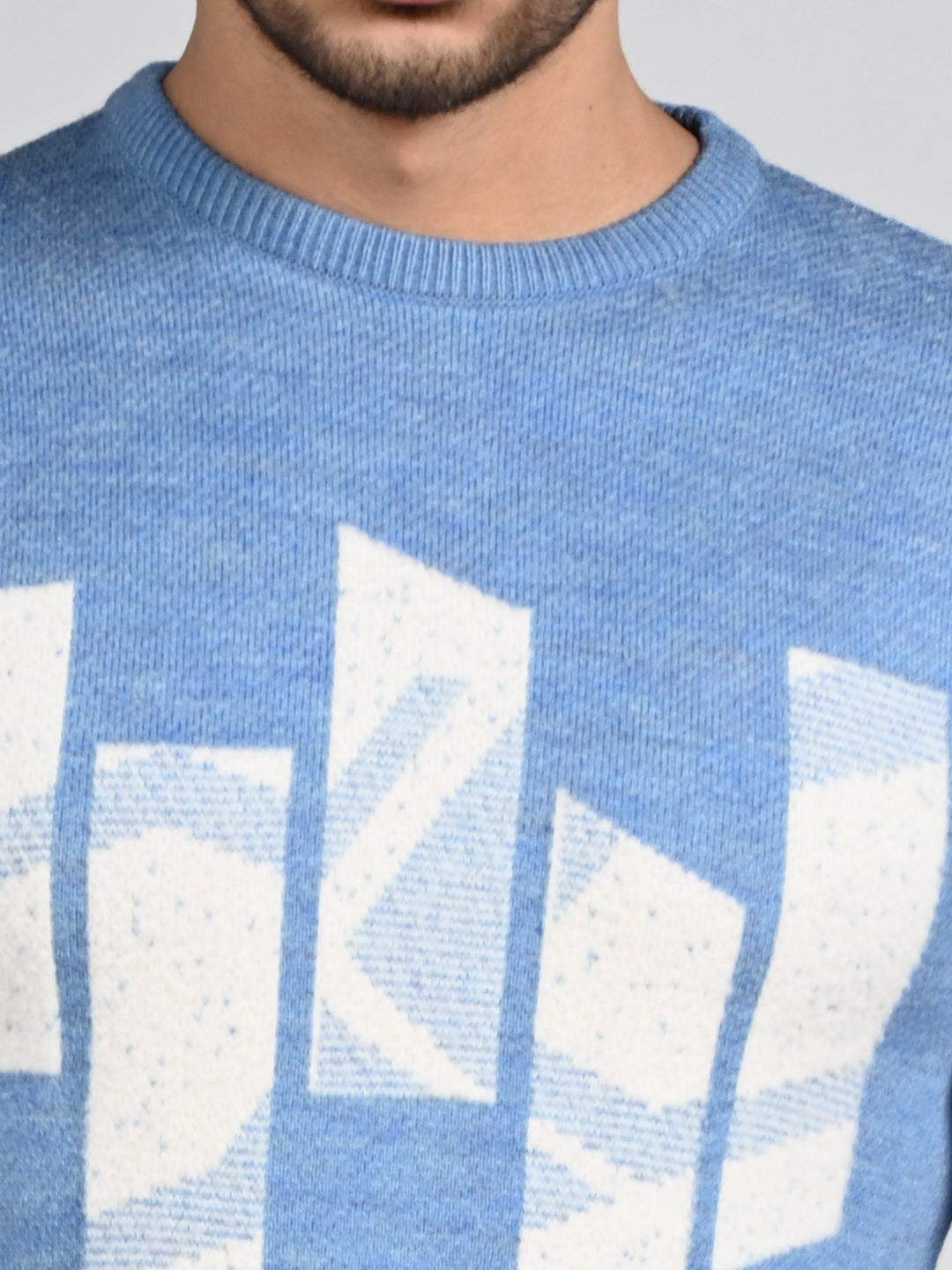 Killer Men Round Neck Light Blue Sweaters