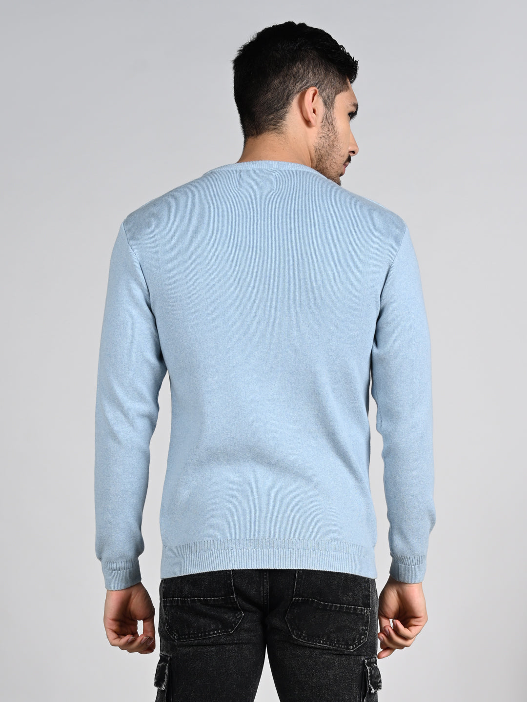 Killer Men Round Neck Light Blue Sweaters
