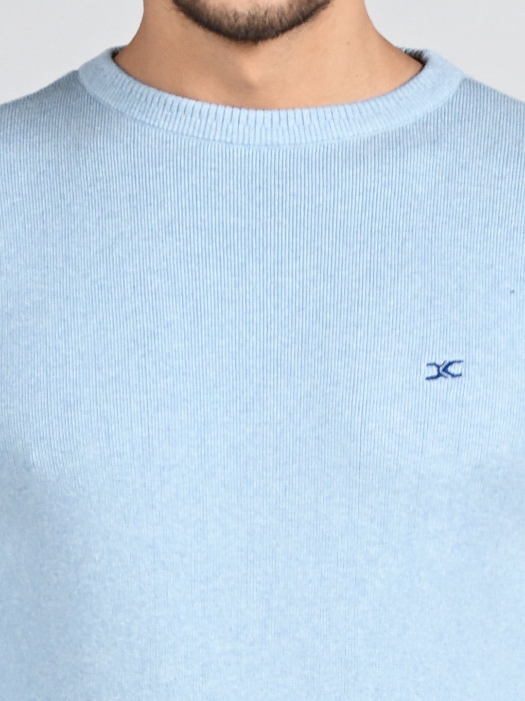 Killer Men Round Neck Light Blue Sweaters