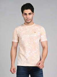 Killer Men Peach Printed Round Neck T-Shirts