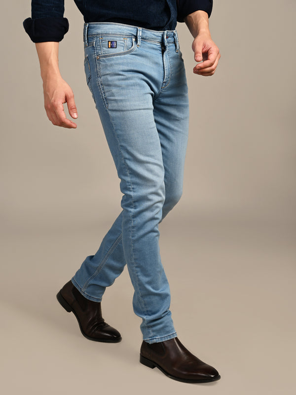 Killer Men Light Blue Solid Slim Fit Jeans