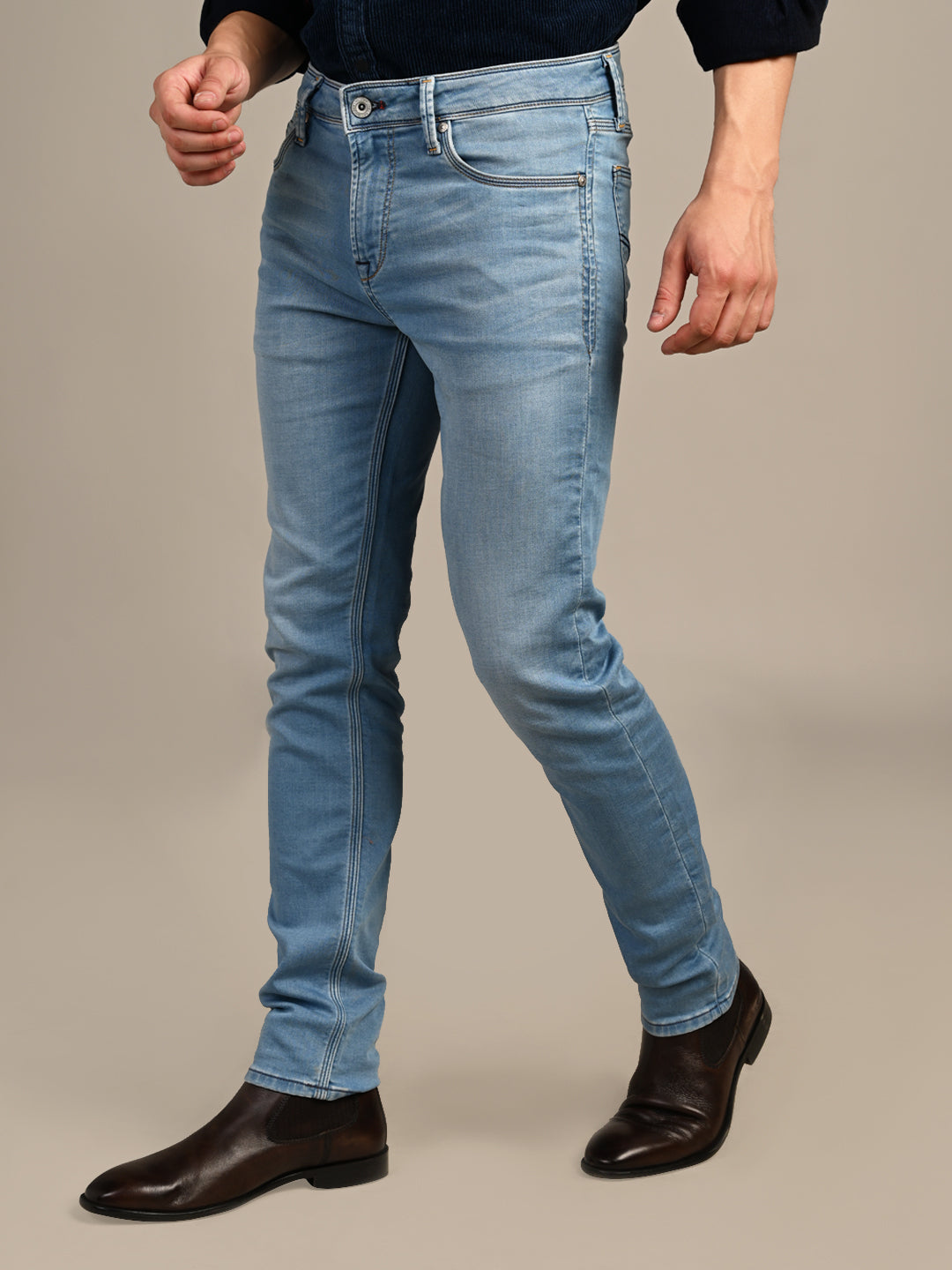 Killer Men Light Blue Solid Slim Fit Jeans