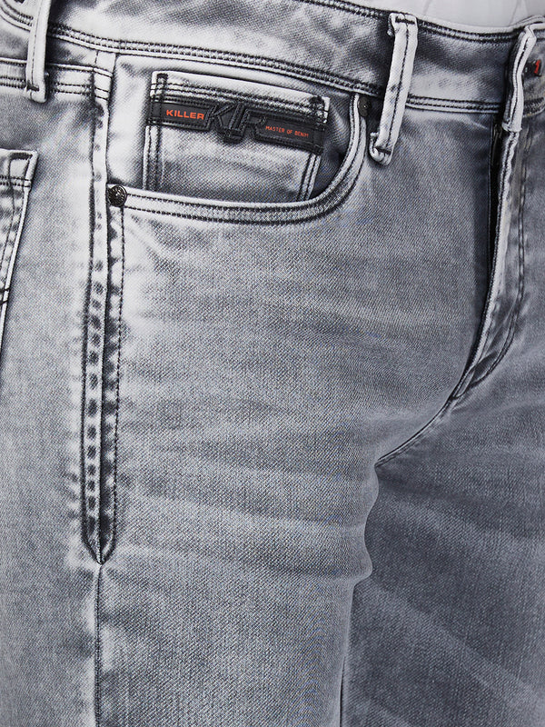 Killer Men Light Grey Solid Slim Fit Jeans