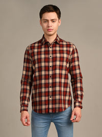 Killer Men Rust Checks Slim Fit Shirts