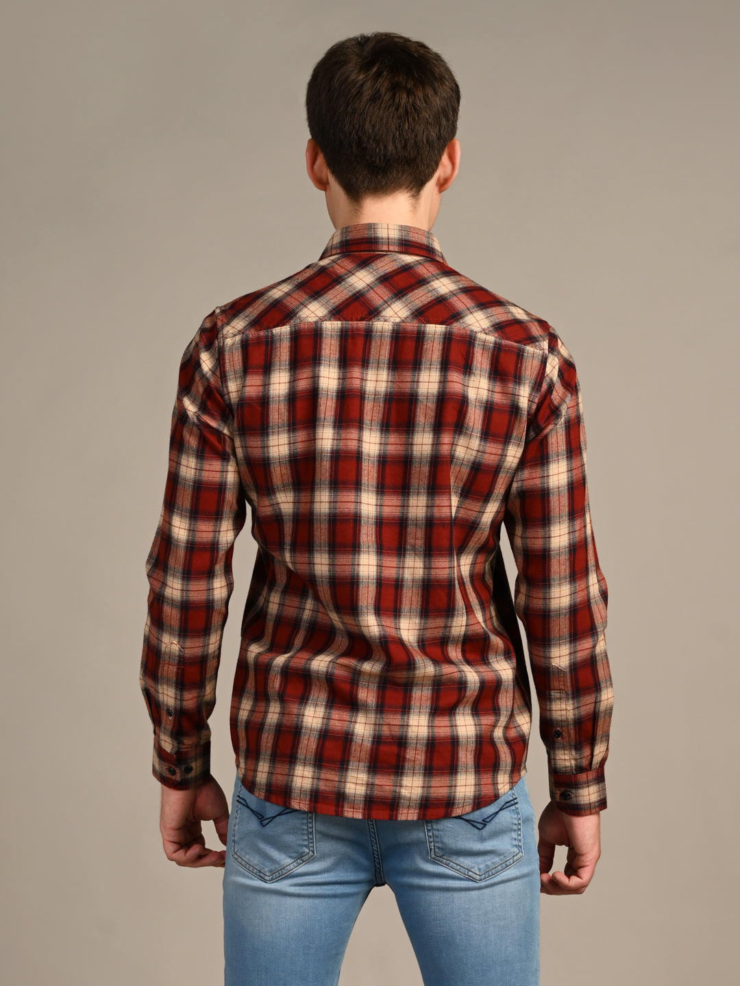Killer Men Rust Checks Slim Fit Shirts