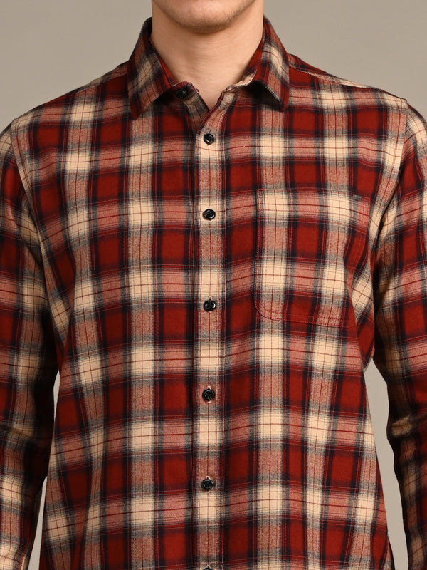 Killer Men Rust Checks Slim Fit Shirts