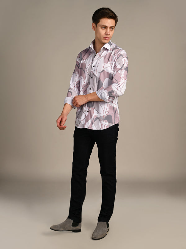 Killer Men Pink Printed Slim Fit Shirts