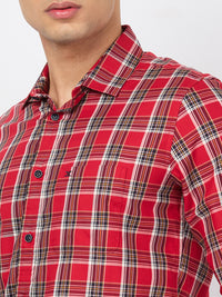 Killer Men Red Checks Slim Fit Shirts