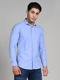 Killer Men Blue Solid Slim Fit Shirts
