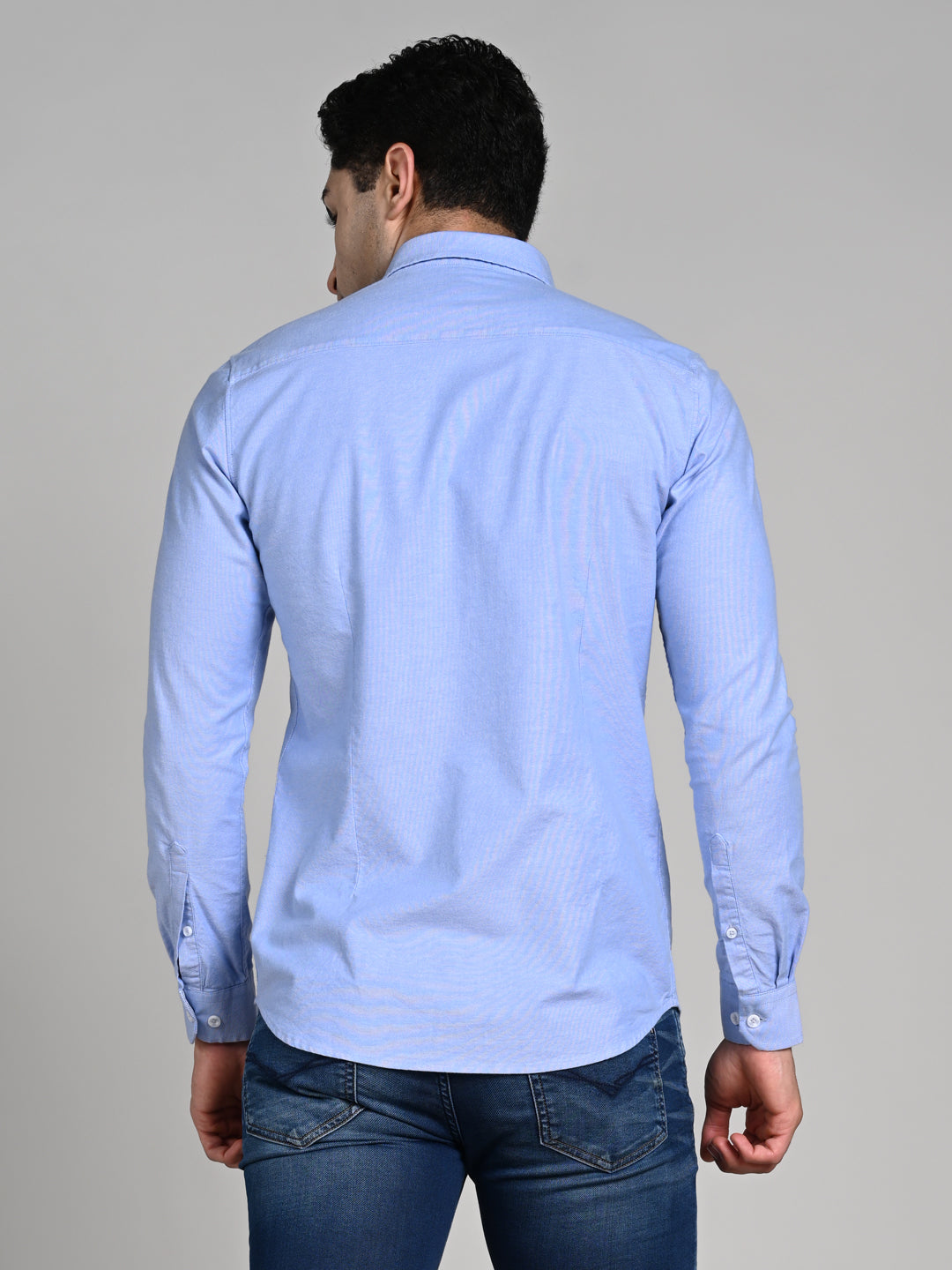 Killer Men Blue Solid Slim Fit Shirts