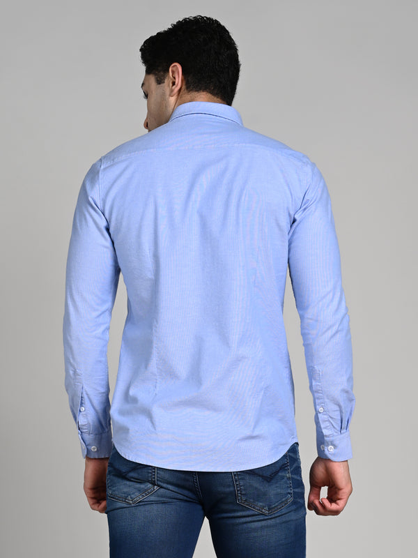 Killer Men Blue Solid Slim Fit Shirts