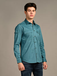 Killer Men Green Solid Straight Fit Shirts