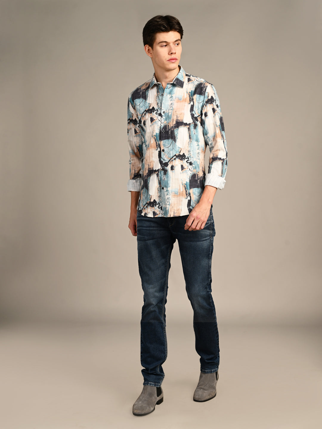 Killer Men Off White Printed Straight Fit Shirts