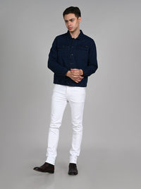 Killer Men Navy Blue Solid Loose Fit Shirts