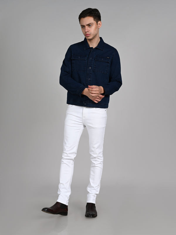 Killer Men Navy Blue Solid Loose Fit Shirts