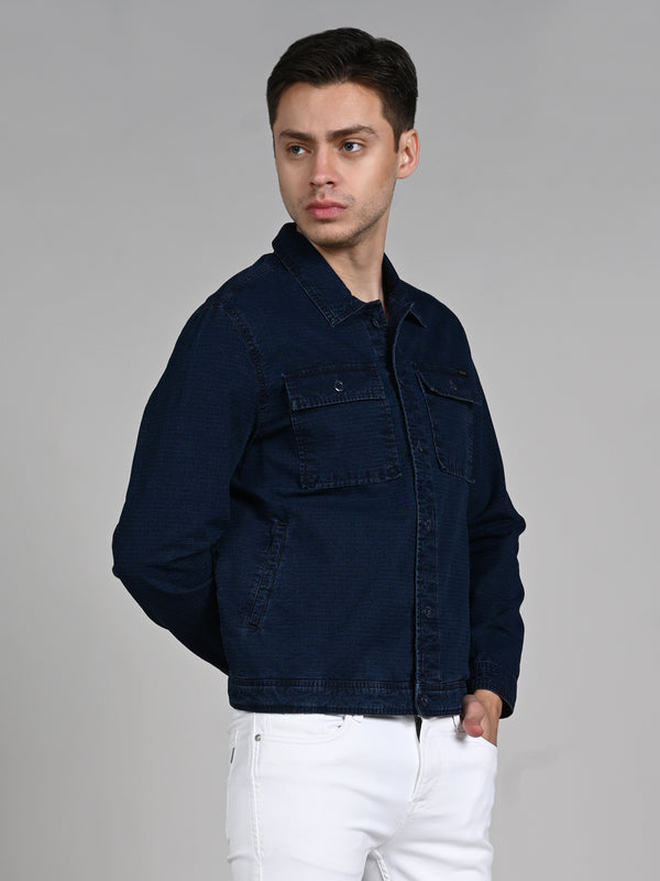 Killer Men Navy Blue Solid Loose Fit Shirts