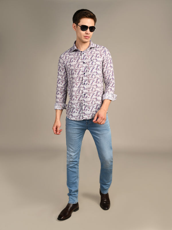 Killer Men Maroon Printed Straight Fit Shirts