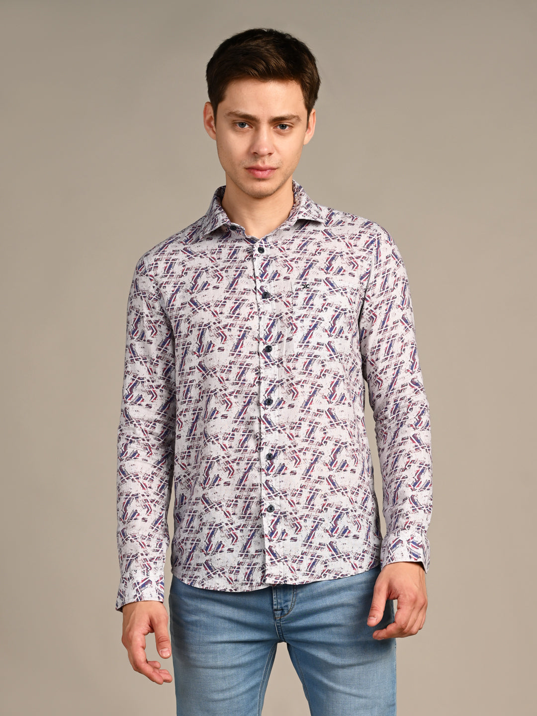 Killer Men Maroon Printed Straight Fit Shirts